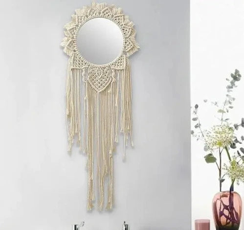 Macrame Wall Hanging Dream Catcher Mirror - Leechoo